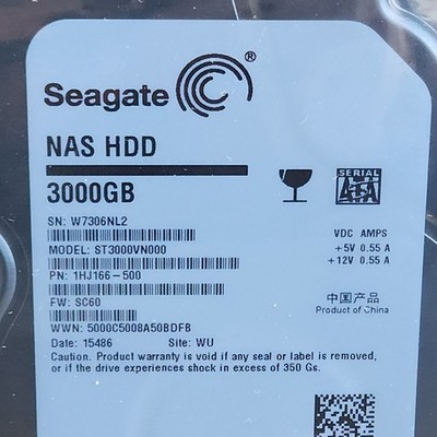 Seagate NAS 3TB 3.5'' SATA HDD - ST3000VN000, 1HJ166-500, F/W: SC60