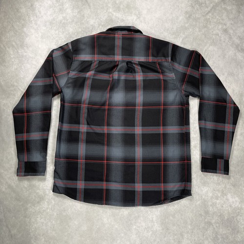 Dixxon Flannel Pearl Snap Moxie Shirt Mens Large Black Grey Red Long Sleeve - Afbeelding 2 van 17