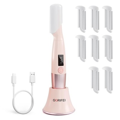 Dermaplane Razor 3 Speeds 8 Blades Rechargeable Pink Anti-Aging Face Razor