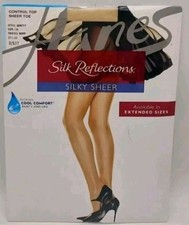 SIZE CD Hanes Silk Reflections Control Top Sheer Toe Pantyhose Q00717