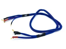 MT Racing 2S Pro Charge Cable 90° 4mm to 4/5mm Bullet Blue 1 Meter MTR1161