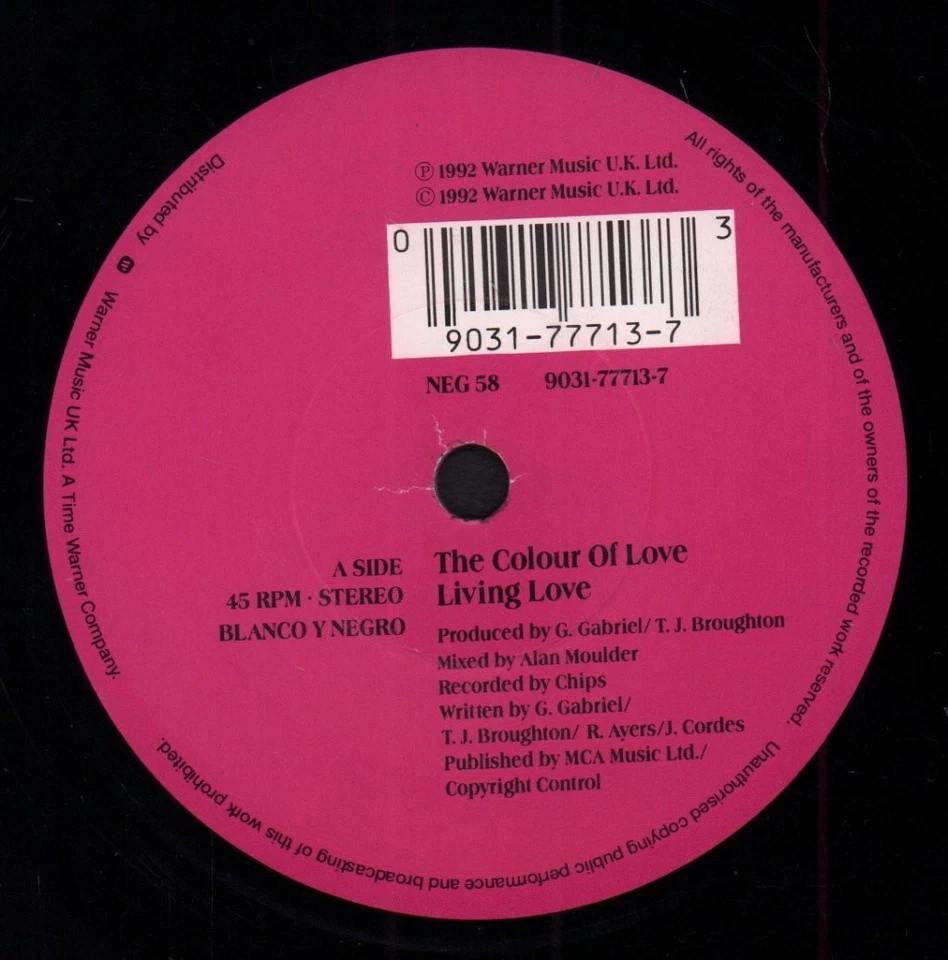 Colour of Love Living Love 7" vinyl UK Blanco Y Negro 1992 pic sleeve has promo - Image 3 of 3