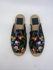 Tory Burch Max Espadrille Mule Embroidered Floral Size 5.5