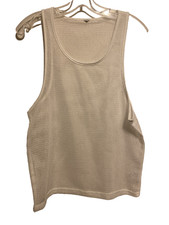 Unbranded Men's Fishnet Mesh Tank Top Vest White Polyester Size Small NWOT