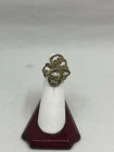 SterlingSilver 925 gold vintage cluster ring ft white opal cabochons(sz-5,7.53g)