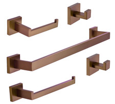 TRUSTMI Contemporary Wall Mounted 5pc Bathroom Hardware Set - Brushed Rose Gold