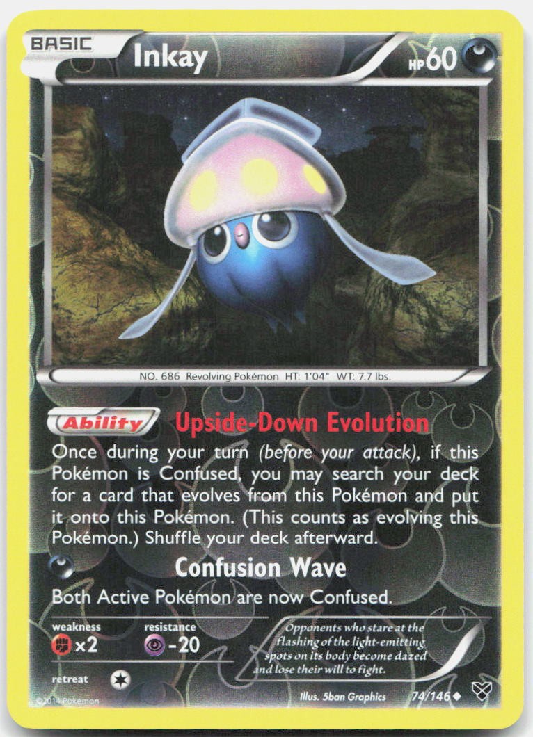 Inkay 74/146 Uncommon XY Base Set Pokemon Reverse Holo Lightly Played