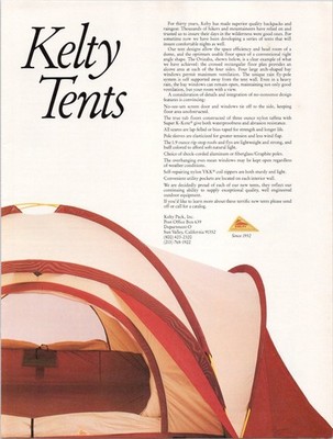 Kelty Tents Vintage 1980s Original Magazine Ad Outdoor Gear Camping Hiking