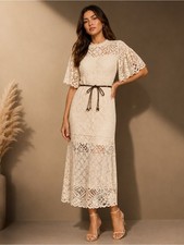 NEW - Zimmermann Wylie Crochet Midi Dress, Size Petite