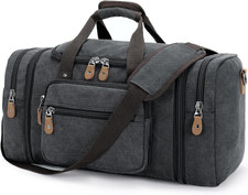 50L Canvas Duffle Bag Travel Expandable Weekend Overnight Duffel Men Dark Gray