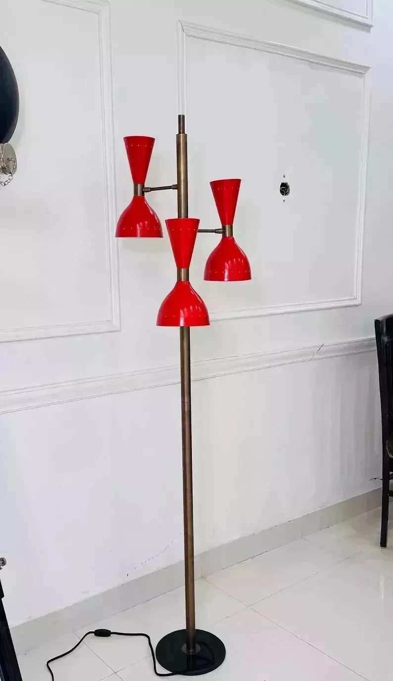 Lampada da terra moderna bellissima in ottone artigianale stile moderno itali... foto 2