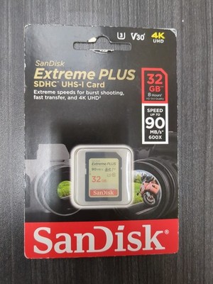 SanDisk Extreme Plus 32GB 90 MB/S UHS-1  Class 10 Memory Card  Brand New!!