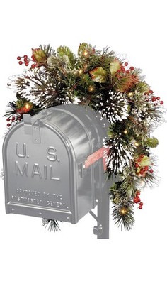 National Tree Wintry Pine Mailbox Swag with Red Berries/Cones 36 