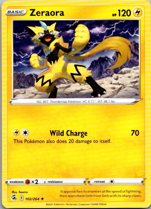 Zeraora 102/264 Rare Fusion Strike Pokemon Near Mint