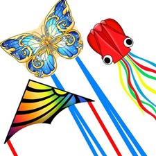 Easy to Fly Kite Set for Adults, Complete 3 Pcs Outdoor Kites with Lines, Per...