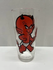 1970s Vintage Pepsi Collector Series Hot Stuff Glass Cup Red Devil Pitchfork