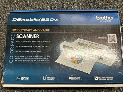 Brother DSmobile DS-820W Portable Sheet Scanner, White Wi-Fi. New Sealed.
