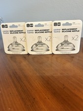 3 Como tomo Silicone Replacement Nipple 2 Pack 2 holes Medium Med Flow 3 month