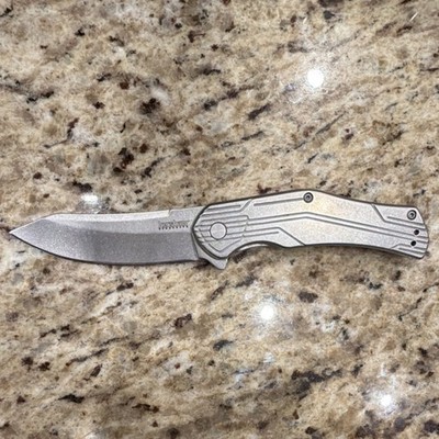 Kershaw 1380 Silver Stainless Steel 8Cr13MoV Assisted Drop Point Pocketknife