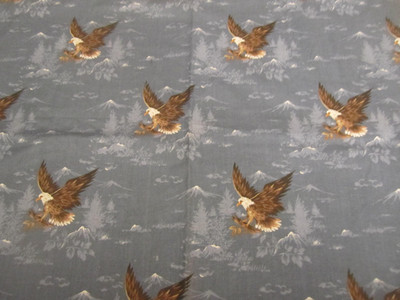 Wamsutta OTC Fabric Eagle Print Mountains Foliage Blue Gray 34'' x 44''