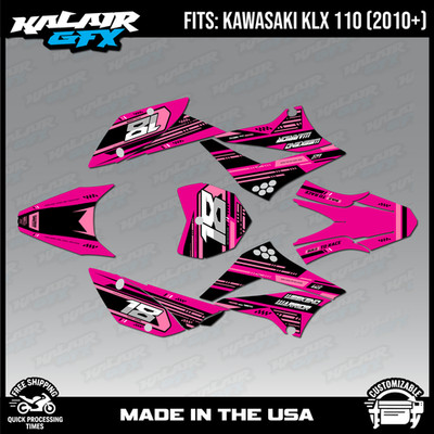 Graphics Kit for Kawasaki KLX110 KLX110R/RL (2010-2024) Warrior-Magenta