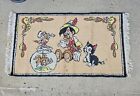 Disney Vintage Pinocchio Fringed Rug Tapestry Jiminy Cricket Figaro Cleo