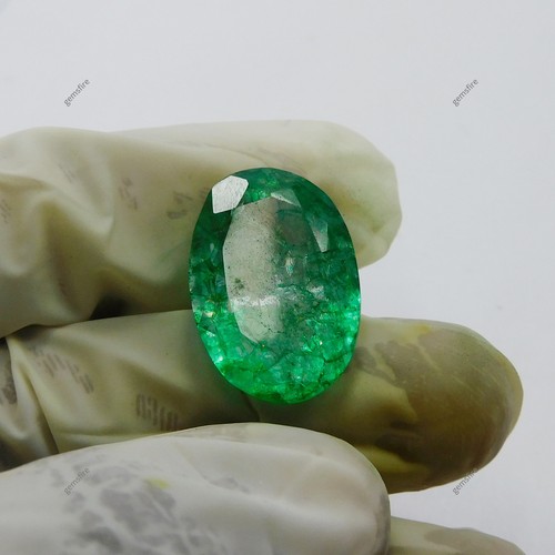 Treated Ring Size Natural Zambia Green Emerald 25.90 Ct Oval Gems CERTIFIED - Picture 4 of 6