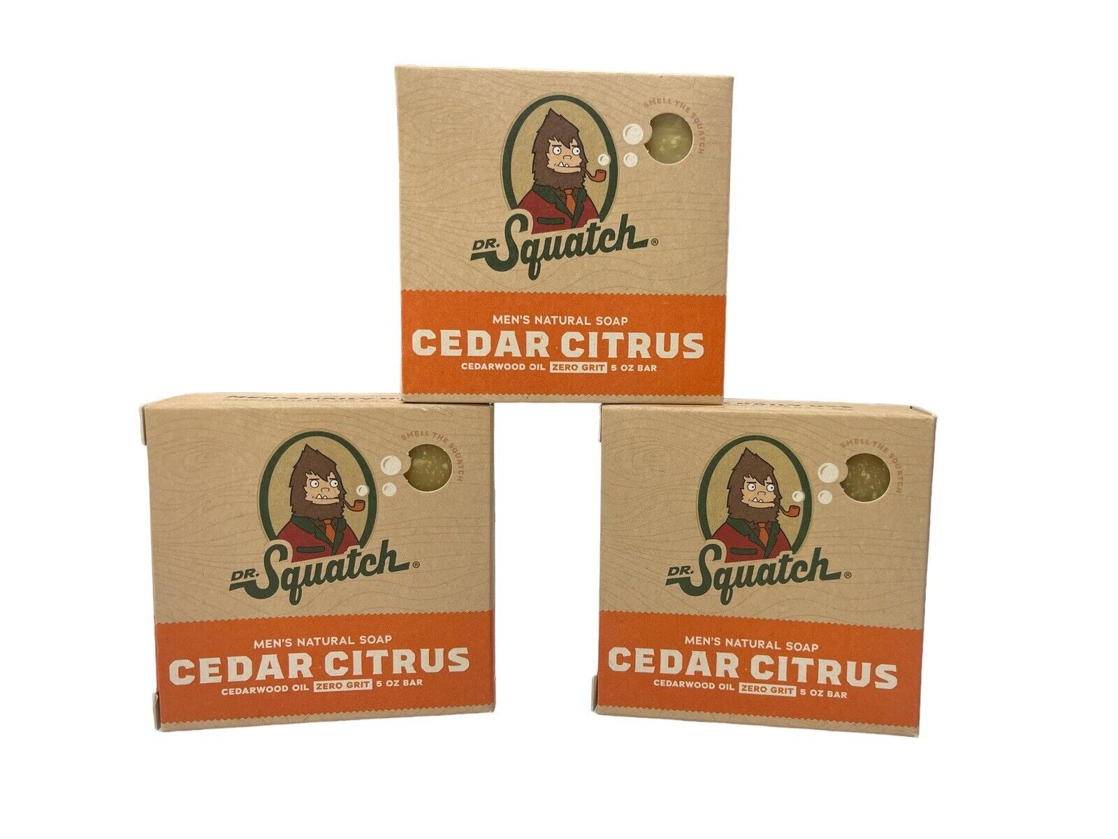 3 Pack Dr. Squatch Cedar Citrus Soap Bars Zero Grit Exfoliating w