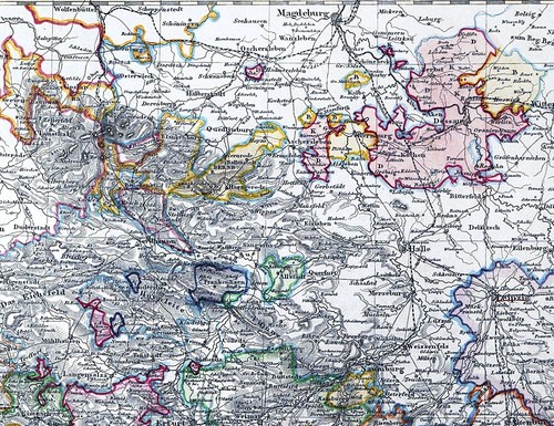 1848 Stieler Map Germany Sachsen Thuringen Frankfurt Leipzig Dresden Weimar DE - Picture 5 of 6