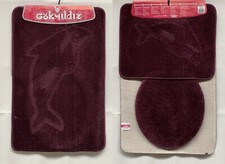 Badgarnitur Badteppich Badezimmergarnitur 3-Teilig 85 x 55 cm Alt lila OHNE
