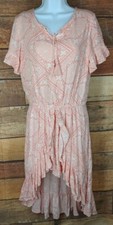 Justice Asymmetrical Romper Dress Girls 20 Pink Ruffle Country Floral Chic