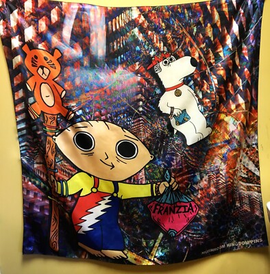 Trippy Stewie & Brian Wine Time Festival Tapestry   Perfect for Music Lovers!