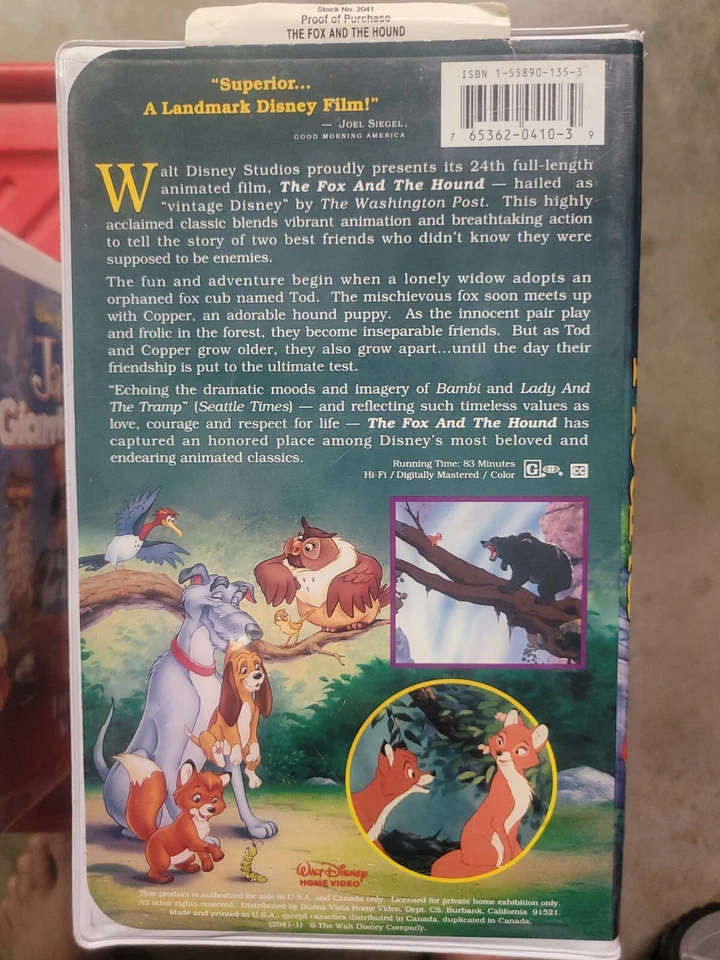 The Fox and the Hound (VHS, 1994)Black Diamond - Image 2 of 4
