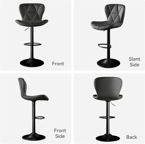 Bar Stools Set of 2,Adjustable Swivel Barstools,Faux Leather Bar Chairs - Picture 2 of 5