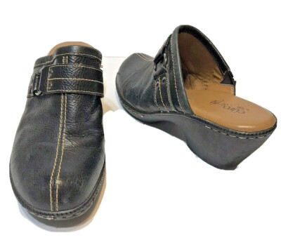 Euro Soft by Soft Womens Mules Clogs Black Leather Size 7.5