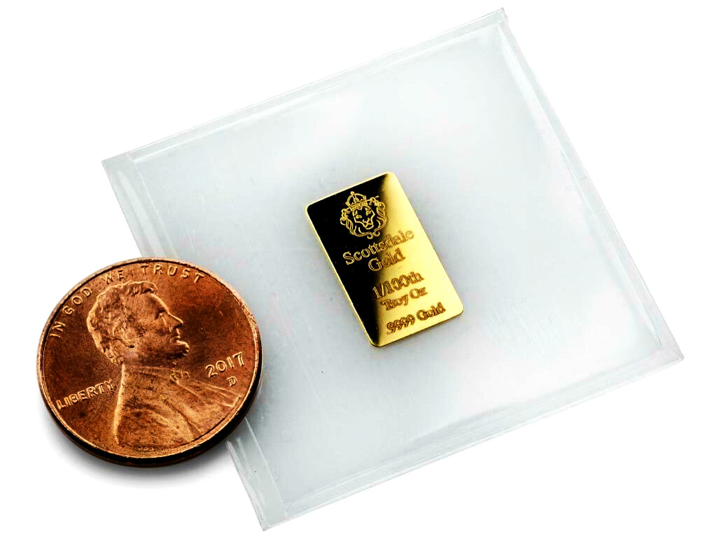 *NEW!* 1/100 oz .9999 Gold Bar by Scottsdale Mint Fractional Gold