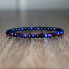 Blue Tiger's Eye 4mm Small Gemstone Bead Healing Reiki Men Women Bracelet Gifts
