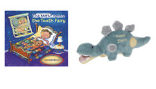Dino the Dinosaur Stuffed Animal Tooth Fairy Pillow w/ The Night Before TF Book