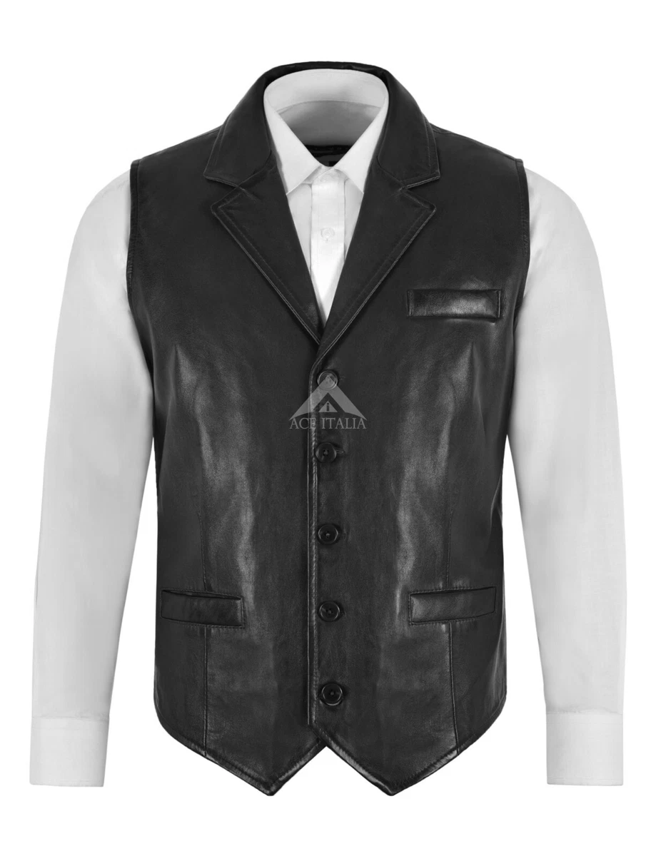 Collared leather vest clearance
