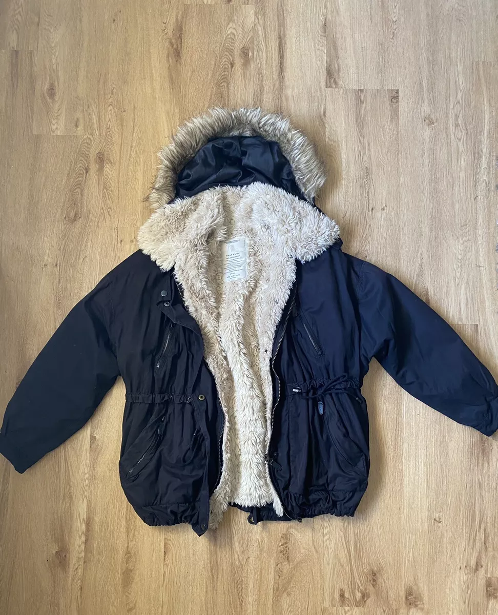Manteau fausse fourrure noir femme Zara eBay