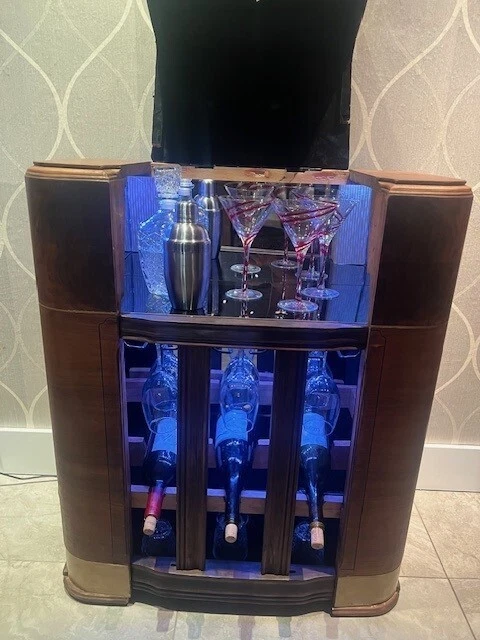 1940s Upcycled Mahagony Art Deco Vintage Antique Liquore Bar Wine Cabinet - Image 4 of 4