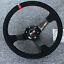 thumbnail 1 - 14&#034;Universal Ralliart Racing Red Ring Suede Leather Deep Dish Steering Wheel