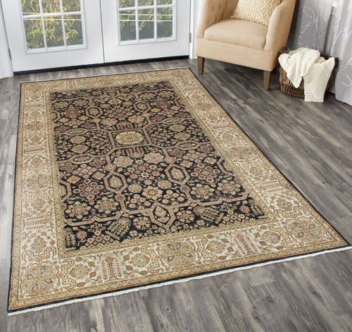 Black Tribal Hand Knotted Large Carpet Living Room Turkish Wool Area Rugs 6x9 ft - Picture 2 of 10
