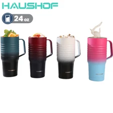 HAUSHOF 24oz Mullticolor Travel Mug Stainless Steel Vacuum Insulated with Handle