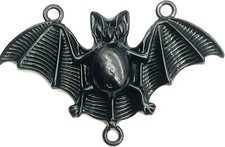 Large Bat Pendant Connector Black Halloween Link Charm 47mm Jewelry Making