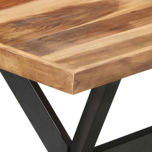 Solid Wood Dining Table Industrial Timber Steel Legs Kitchen Cafe Desk Rectangle - Picture 5 of 10