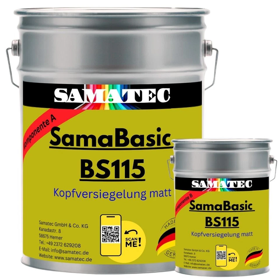SAMATEC Epoxidharz Versiegelung matte Kopfversiegelung Klarlack 2K Epoxy Top Coat BS115