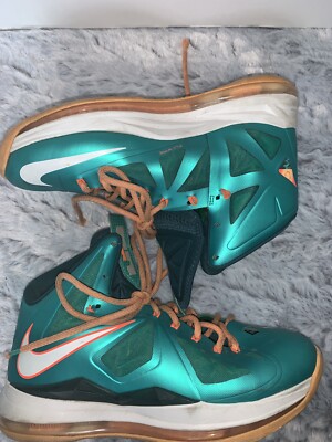 Nike Lebron X10 Shoes Miami Dolphins Atomic Teal Total Orange Size