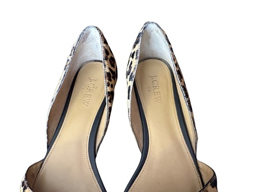 J Crew Womens Shoes Sz 9 Flats Dorsay Animal Print Cheetah Leopard Calf Hair GUC - Picture 6 of 13