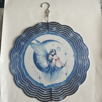 Hanging Wind Spinner  10'' 3D Moon Fairy Fantasy Handmade